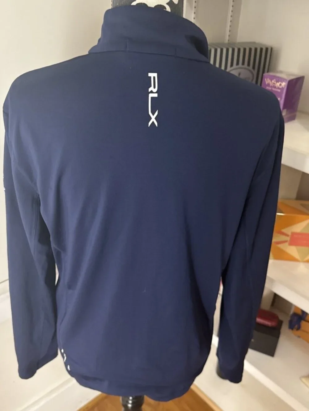 RLX Ralph Lauren Golf 1/4 Zip Men's Navy Blue Stretch Wicking $148 Shirt Size M